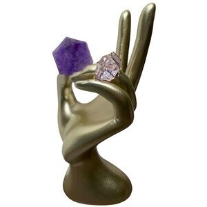 Natural Clear Quartz Rough Stone Wire Wrapped Adjustable Gold Tone Bundle